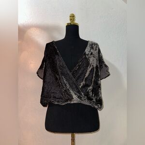 Splendid Black Velvet Wrap Blouse